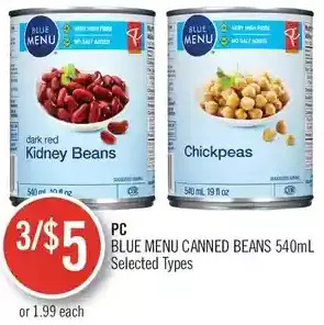 Shoppers Drug Mart PC Blue Menu Canned Beans offer