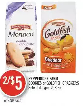Shoppers Drug Mart Pepperidge Farm Cookies or Goldfish Crackers offer
