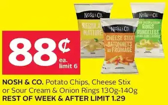 Rexall Nosh & Co. Potato Chips, Cheese Stix or Sour Cream & Onion Rings offer