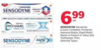 Rexall Sensodyne Sensitivity & Gum, Complete, Pronamel Intensive Repair, Rapid Relief, Repair & Protect or Value Size Toothpaste offer