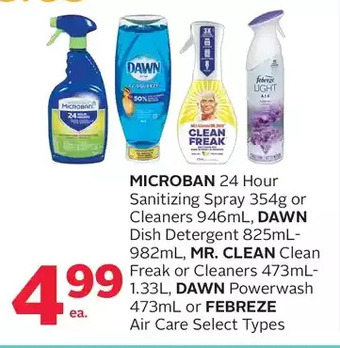 Rexall Microban 24 Hour Sanitizing Spray or Cleaners, Dawn Dish Detergent, Mr. Clean Clean Freak or Cleaners, Dawn Powerwash or Febr offer