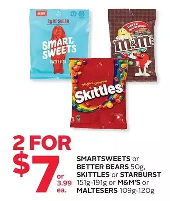Rexall Smartsweets or Better Bears, Skittles or Starburst or M&M's or Maltesers offer