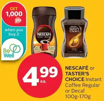 Rexall Nescafé or Taster's Choice Instant Coffee Regular or Decaf offer