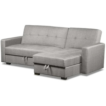 The Brick Weston 2-Piece Linen-Look Fabric Right-Facing Futon Sectional - Steel offer