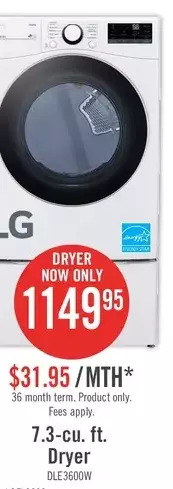 The Brick LG 7.3-cu. ft. Dryer offer