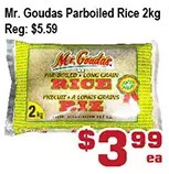 Top Food Supermarket Mr. Goudas Parboiled Rice offer