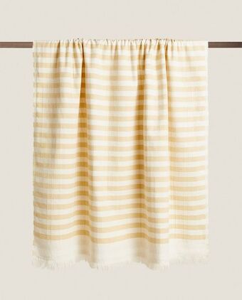 ZARA HOME Contrasting stripe cotton blanket offer