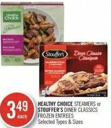 Shoppers Drug Mart Healthy Choice Steamers or Stouffer;s Diner Classics Frozen Entrees offer