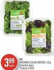 Shoppers Drug Mart PC Organics Salad Greens 142g offer