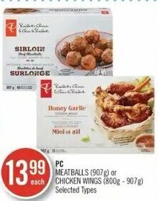 Shoppers Drug Mart PC Meatballs (907g) or Chicken Wings (800g-907g) offer