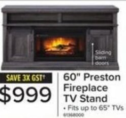 Leon's 60" Preston Fireplace TV Stand offer