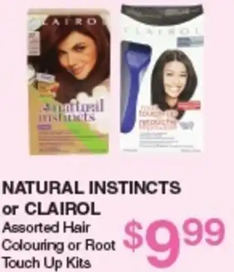 Natural Instincts or Clairol Assorted Hair Colourinh or Root Touch Up Kits