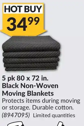 Princess Auto 5 pk 80 x 72 in. Black Non-Woven Moving Blankets offer