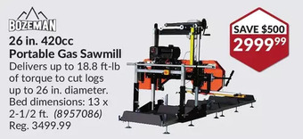 Princess Auto Bozeman 26 in. 420cc Portable Gas Sawmill offer