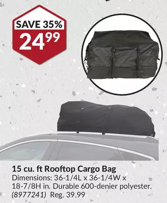 Princess Auto 15 cu. ft. Rooftop Cargo Bag offer