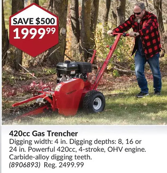 Princess Auto Red Rock 420cc Gas Trencher offer