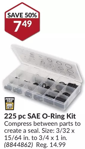 Princess Auto Power Fist 225 pc SAE O-Ring Kit offer