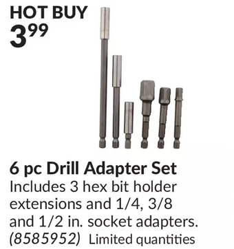 Princess Auto 6 pc Drill Adapter Set offer