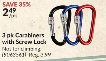 Princess Auto 3 pk Carabiners with Screw Lock offer