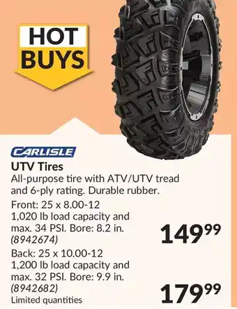 Princess Auto Carlisle UTV Tires Front | Back offer