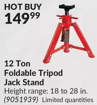 Princess Auto 12 Ton Foldable Tripod Jack Stand offer