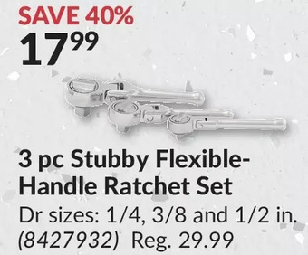 Princess Auto Power Fist 3 pc Stubby Flexible-Handle Ratchet Set offer
