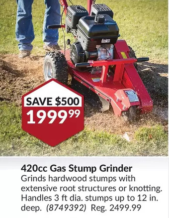 Princess Auto Red Rock 420cc Gas Stump Grinder offer