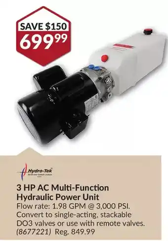 Princess Auto Hydro-Tek 3 HP AC Multi-Function Hydraulic Power Unit offer