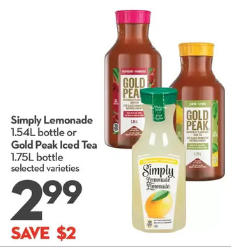 Longo's Simply Lemonade or Gold Peak Iced Tea offer