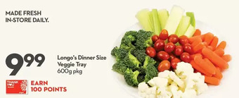 Longo's Longo's Dinner Size Veggie Tray offer