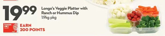 Longo's Longo's Veggie Platter with Ranch or Hummus Dip offer