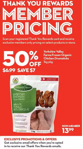 Longo's Yorkshire Valley Farms Frozen Organic Chicken Drumsticks offer