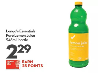 Longo's Longo's Essentials Pure Lemon Juice offer