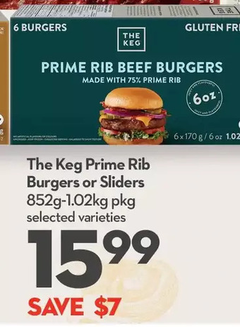 Longo's The Keg Prime Rib Burgers or Sliders offer