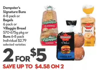 Longo's Dempster's Signature Buns or Bagels or Villaggio Bread or Buns offer