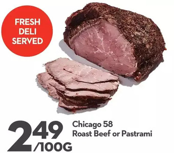 Longo's Chicago 58 Roast Beef or Pastrami offer