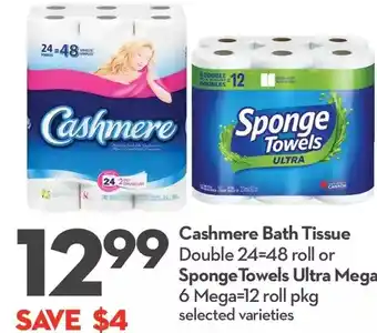 Longo's Cashmere Bath Tissue or Sponge Towels Ultra Mega offer