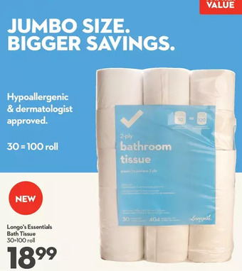 Longo's Longo's Essentials Bath Tissue offer