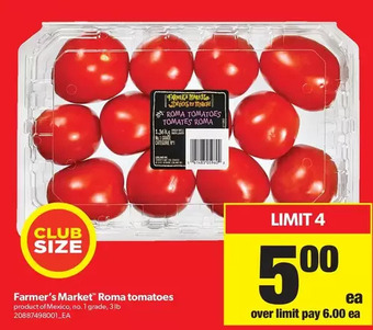 Real Canadian Superstore Farmer's Market Roma Tomatoes offer
