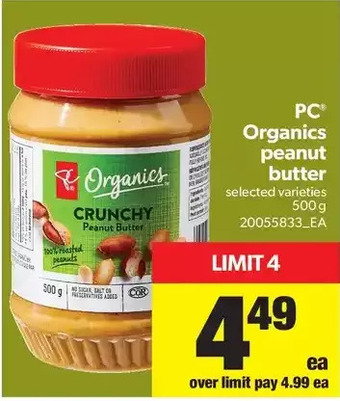 Real Canadian Superstore PC Organics Peanut Butter offer
