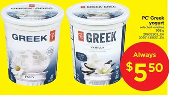 Real Canadian Superstore PC Greek Yogurt offer