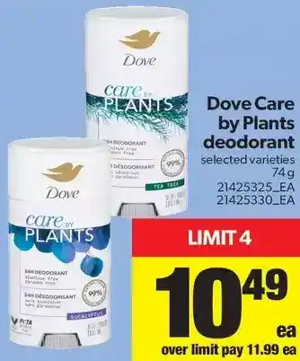 Real Canadian Superstore Dove Care by Plants Deodorant offer