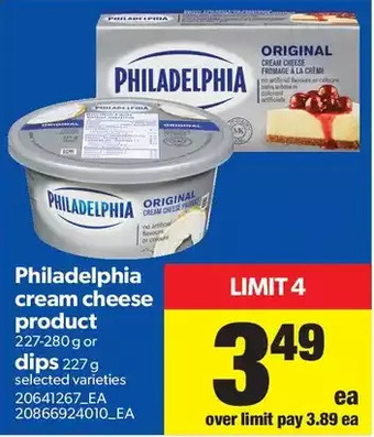 Real Canadian Superstore Philadelphia Cream Cheese Product or Dips offer