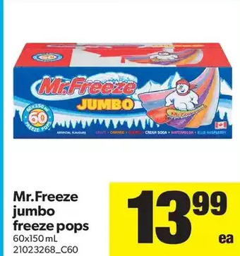 Real Canadian Superstore Mr. Freeze Jumbo Freeze Pops offer