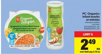 Real Canadian Superstore PC Organics Infant Snacks or Entrées offer