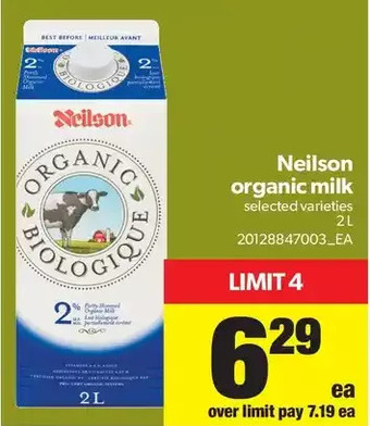 Real Canadian Superstore Neilson Organic Milk offer