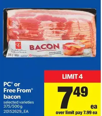 Real Canadian Superstore PC or Free from Bacon offer