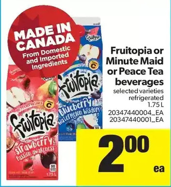 Real Canadian Superstore Fruitopia or Minute Maid or Peace Tea Beverages offer