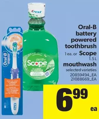 Real Canadian Superstore Oral-B Battery Powered Toothbrush or Scope Mouthwash offer