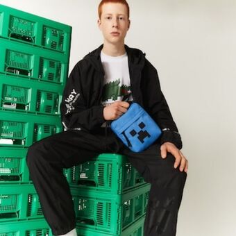 Lacoste Men's lacoste x minecraft print canvas vertical crossover bag offer